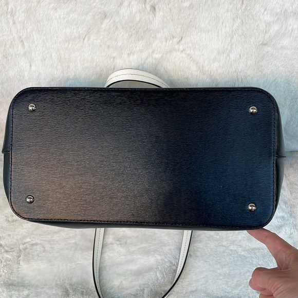 Slightly used, auth  RALPH LAUREN color blocking 100% Cow Leather Tote Bag - Picture 7 of 14